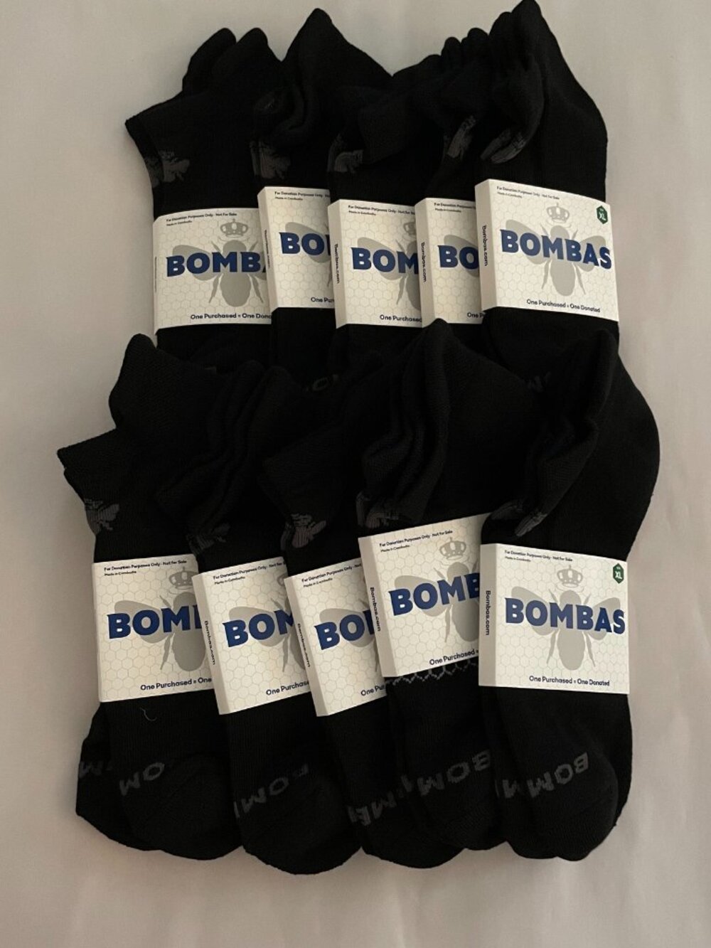 XL Bombas Ankle Socks x 10 pairs BUNDLE Black NEW LOT UNISEX MENS ATHLETIC